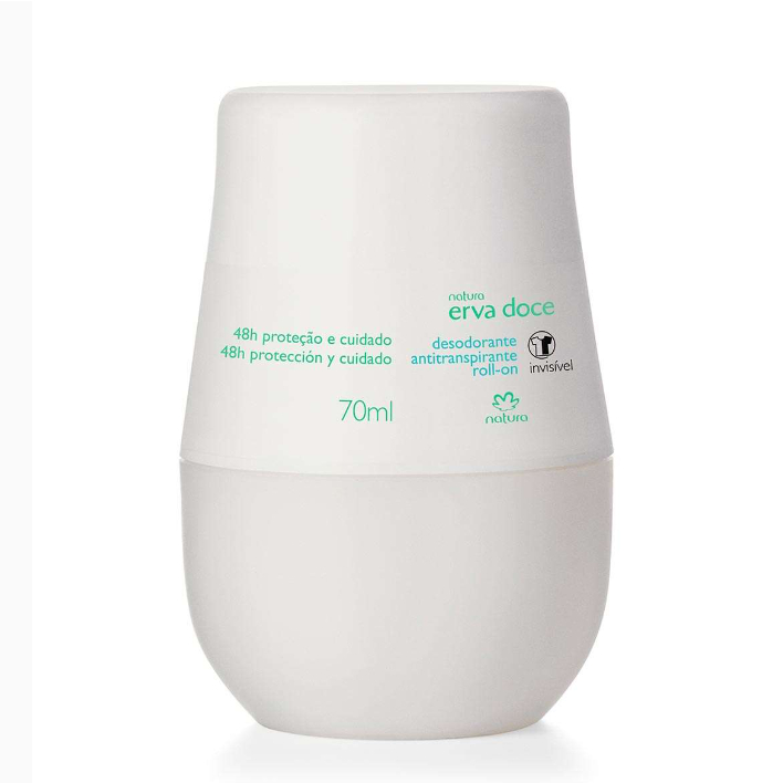 "Desodorante Roll-On Natura Erva Doce 70ml / Original e Suave / Kit com 1, 2 ou 3 Unidades"