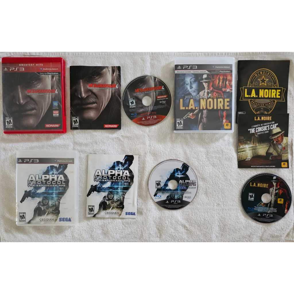 Playstation 3 Metal Gear Solid 4 Alpha Protocol L.A. Noire Lote