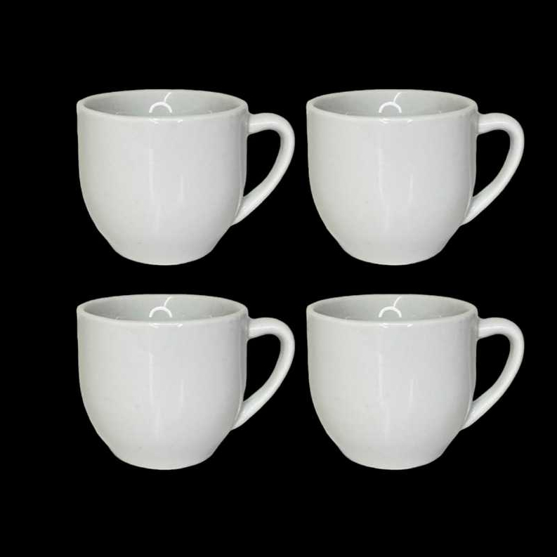 XÍCARA DE CHÁ CONJUNTO COM 4 XÍCARAS PORCELANA BRANCA 170 ML em Oferta na Shopee