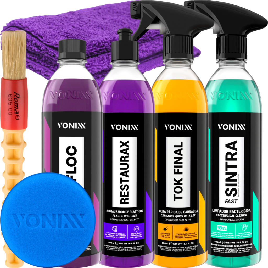 Kit Shampoo V-Floc Cera Tok Final Sintra Fast Restaurax Vonixx + Pano Microfibra 40x40cm Zacs
