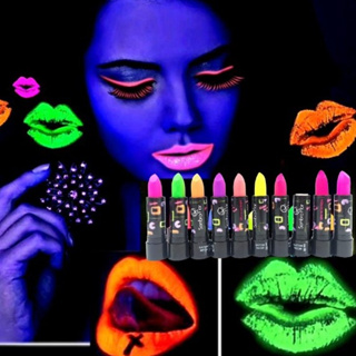 Kit/10 sombra flor batom matte neon Brilha Luz negra Festa Neon10 cores em Oferta na Shopee