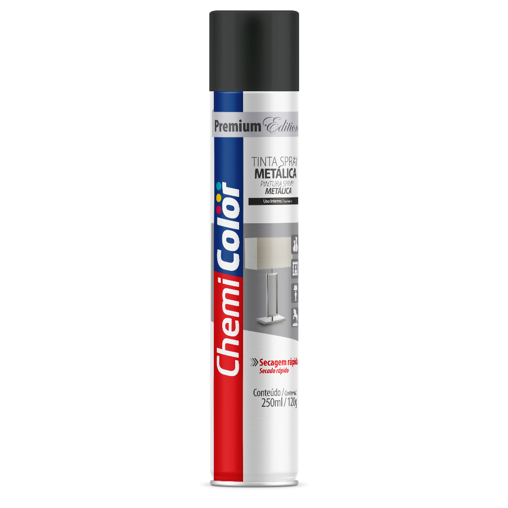 Tinta Spray Metálica Preto 250ml Chemicolor
