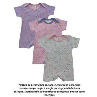 Macacão Curto Banho de Sol Estampado Bebê Menina +1BB