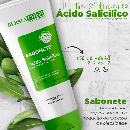 Sabonete Pele Oleosa Ácido Salicílico - Dermachem Skincare  pele oleosa  Ajuda a prevenir cravos e espinhas