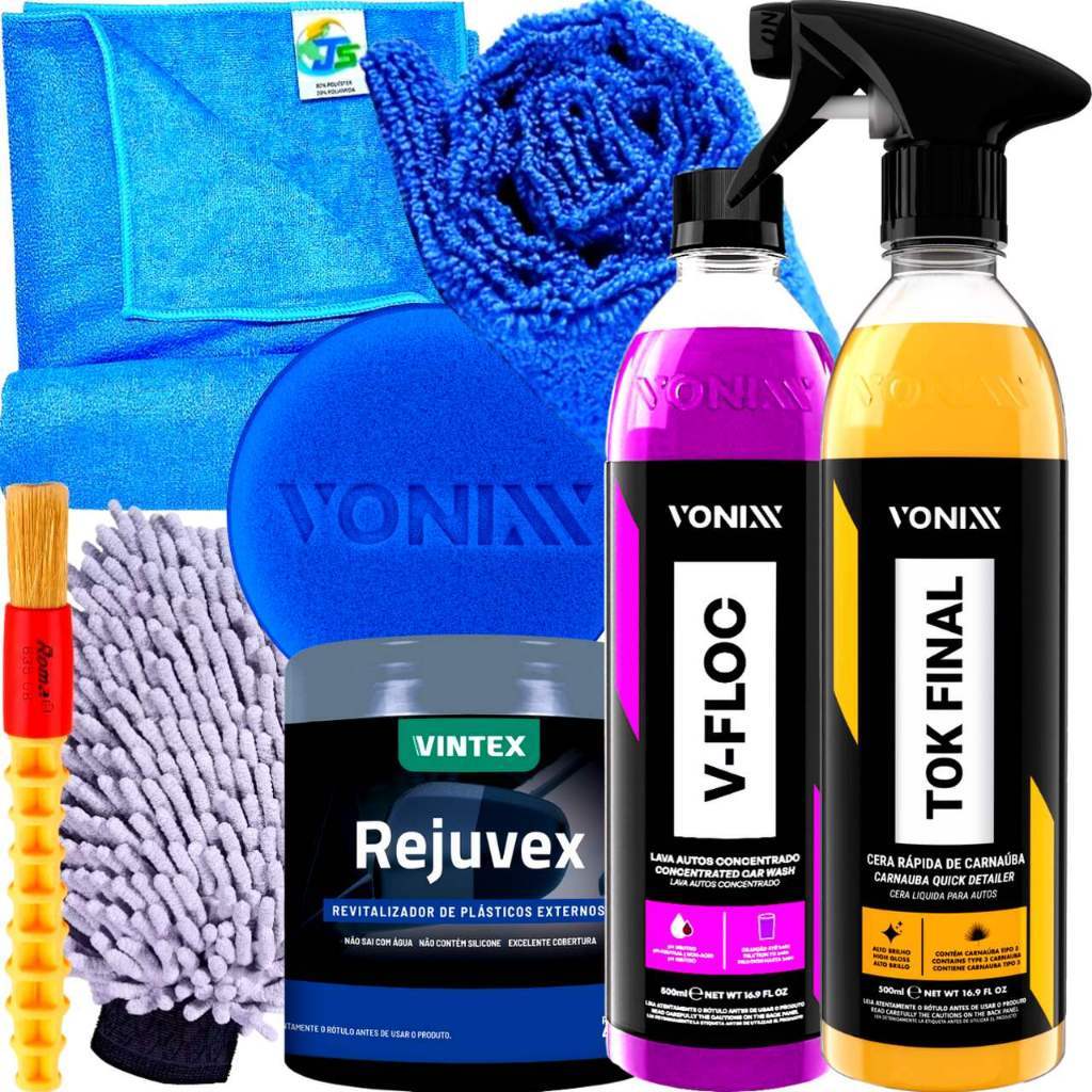 KIT LAVAR MOTO SHAMPOO V-FLOC CERA TOK FINAL APLICADOR VONIXX LUVA MICROFIBRA em Oferta na Shopee