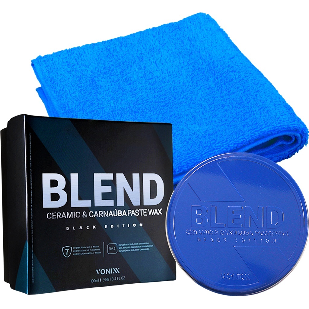 CERA EM PASTA BLEND BLACK VITRIFICADORA VONIXX + PANO DE MICROFIBRA 40X40CM