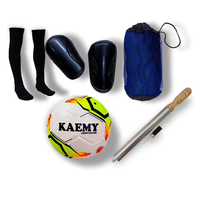 Kit Futebol Juvenil com Bola, Meião, Caneleira, Bomba e Sacola