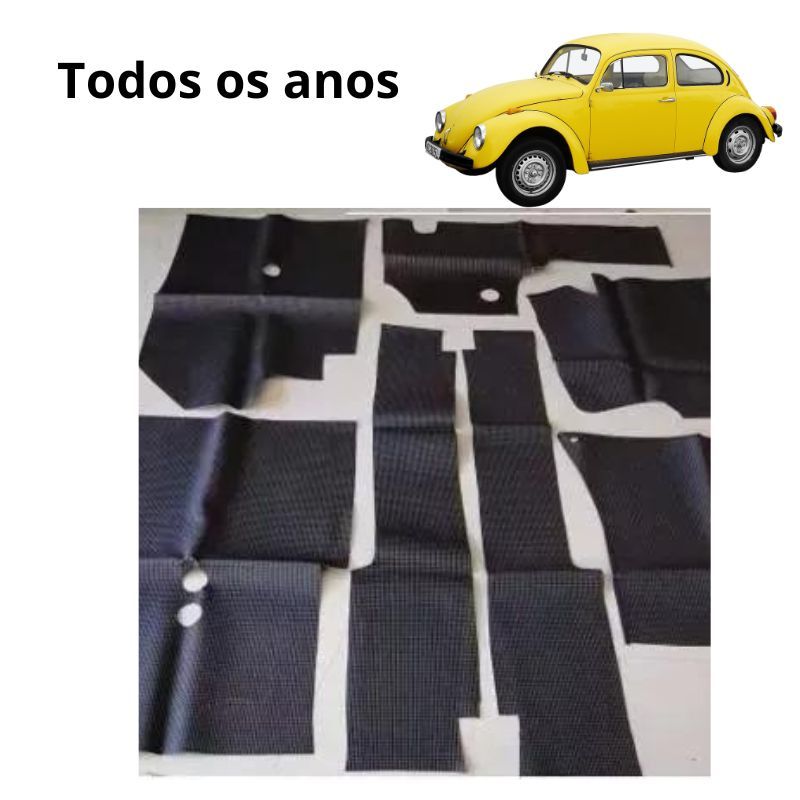 Forro Carrapatinho Fusca 59/96 completo Preto Assoalho Extintor Lado direito