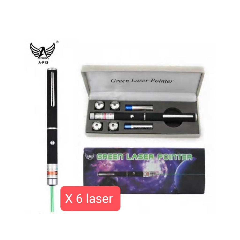 kit 6 Caneta Laser Pointer Verde Ultra Forte Alcance 50km Potente A-P12
