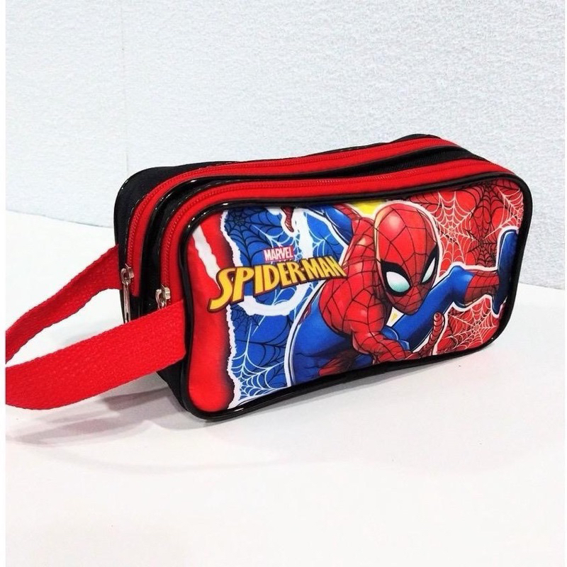 Estojo Infantil Escolar Personagem Homem Aranha Grande 2 Zíperes Spider Man Super Herói Menino