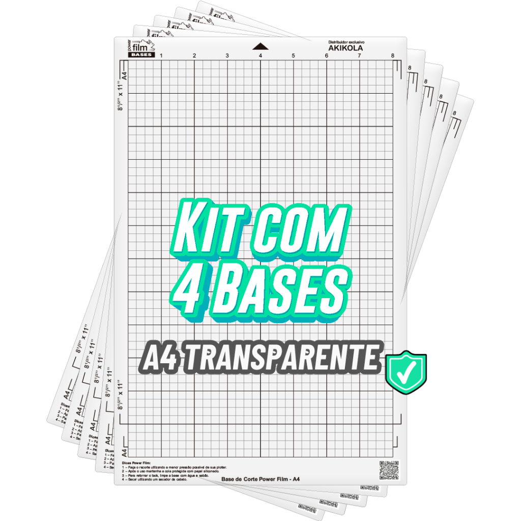 Kit 4 Base de Corte A4 Retrato - Transparente Compativel Silhouette Portrait e Cameo - Com Cola em Oferta na Shopee