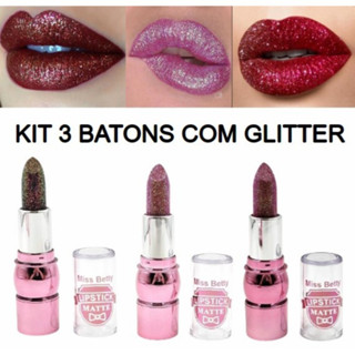 Kit Com 3 Miss Betty Batom Em Bala Com GLITTER K230 em Oferta na Shopee