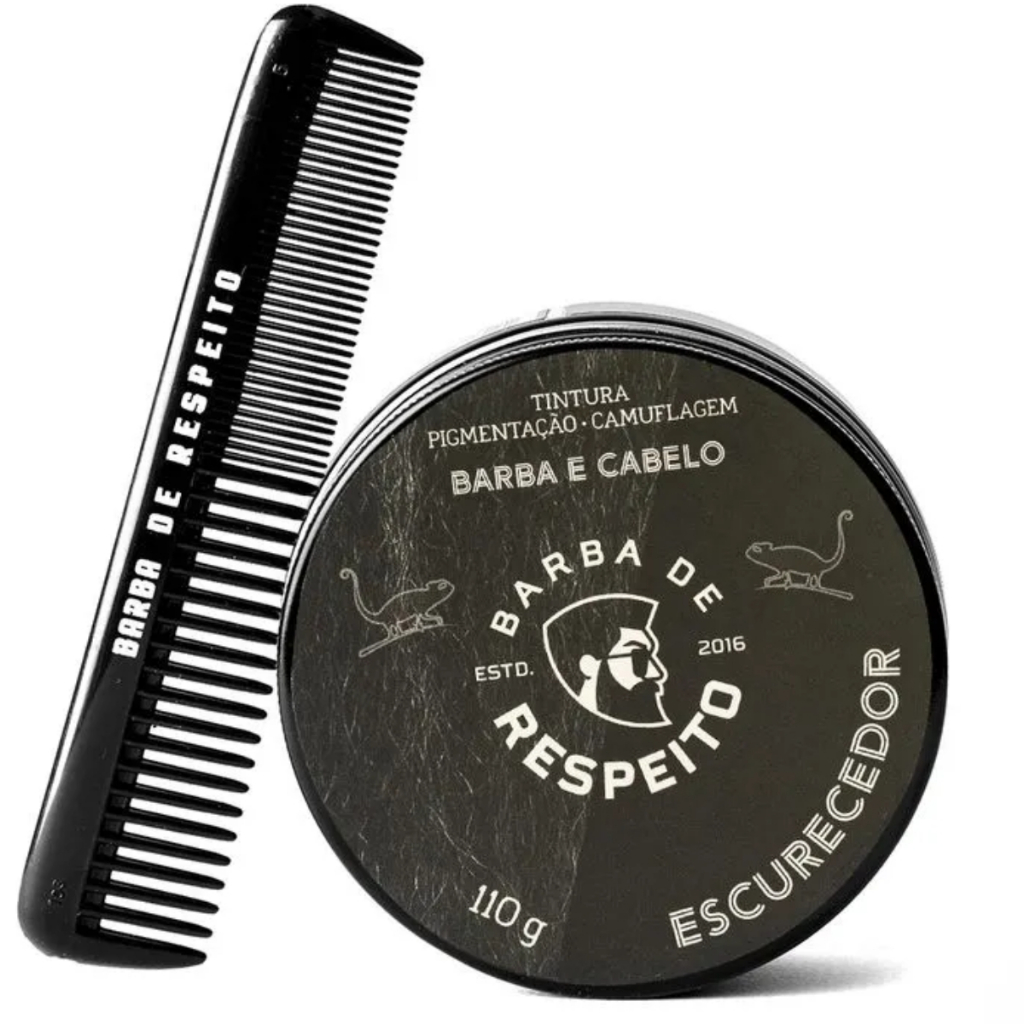 Escurecedor de barba e cabelo Barba de Respeito 110g + Pente