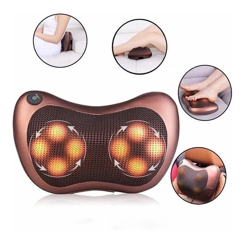 Massageador Almofada De Pescoço E Lombar corporal pés cabeça Shiatsu Veicular -Pronto Entrega