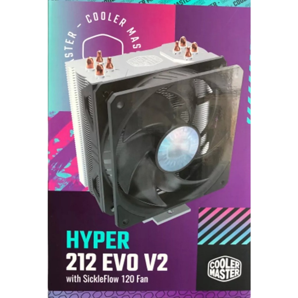 Cooler Master Hyper 212 Evo C/ 4 Heatpipes de Cobre P/ Processador Intel Lga 1700, 1200, 2066, 2011-v3, 2011, 1156, 1155, 1151, 1150 e AMD RYZEN AM4, AM3+, AM3, AM2+, AM2, FM2+, FM2, FM1