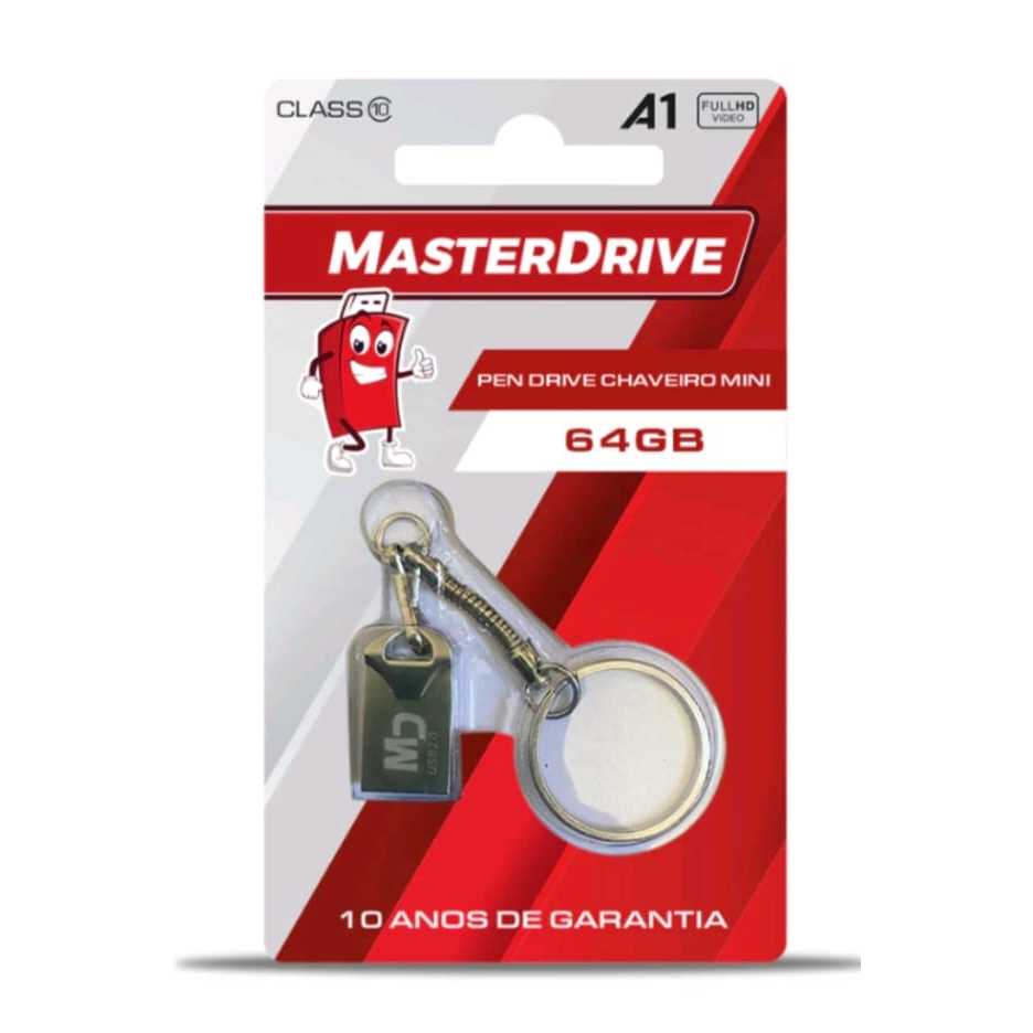 Pen Drive Metal Mini 64 GB MasterDrive Premium A1 Chaveiro