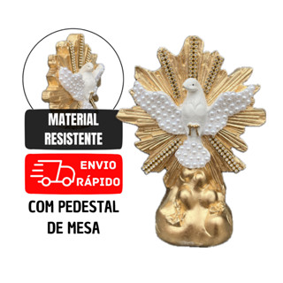Divino Espírito Santo Nuvem Dourado Com Pérolas 18cm Escultura de Mesa Decorativo Artigos Religiosos