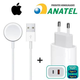 Carregador Magnético Relógio Apple Watch Series 3 4 5 6 7 8 Se Cabo Indução Type-A Base Tipo A 1 Metro Unidade Kit