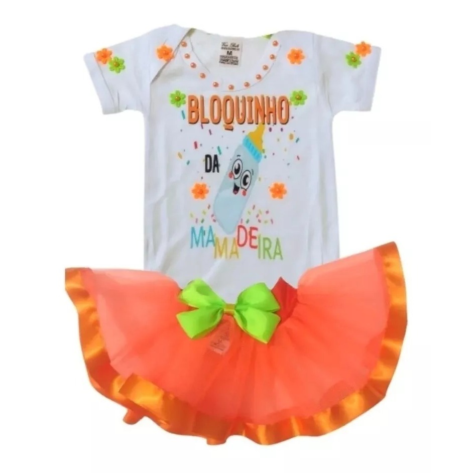 Body Infantil Temático Bebê Menina Roupa Mesversário Fantasia C/ Saia Tutu Carnaval