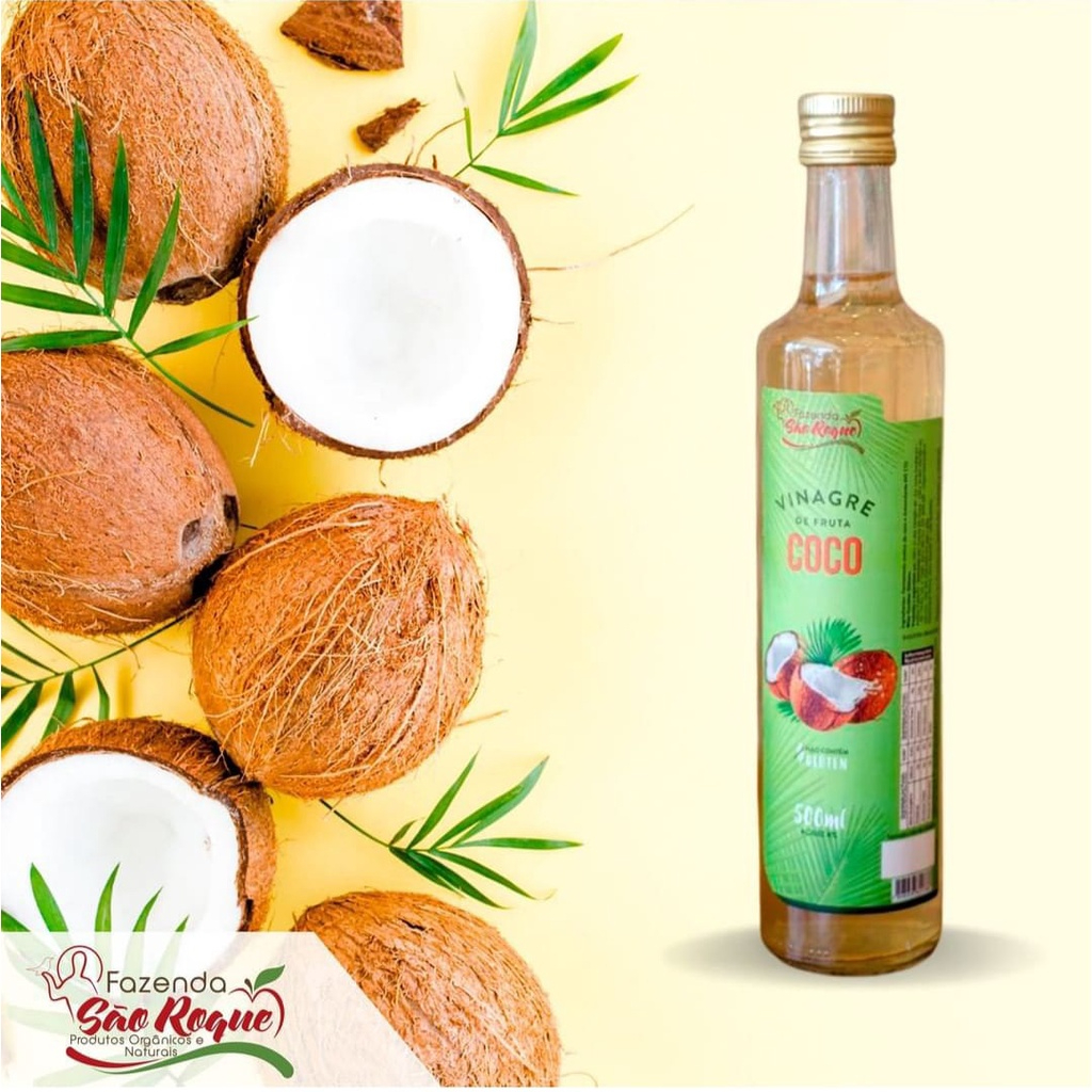 Vinagre De Coco Diretamente da Fruta Fazenda São Roque 500ML em Oferta na Shopee