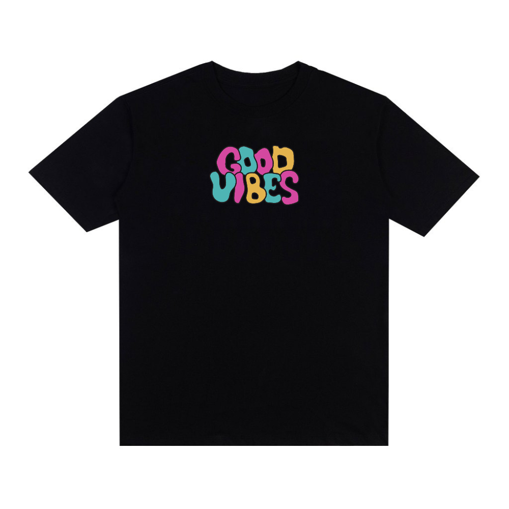 Camiseta Streetwear Good Vibes Personalizada Estampada Camiseta Oversized Algodão