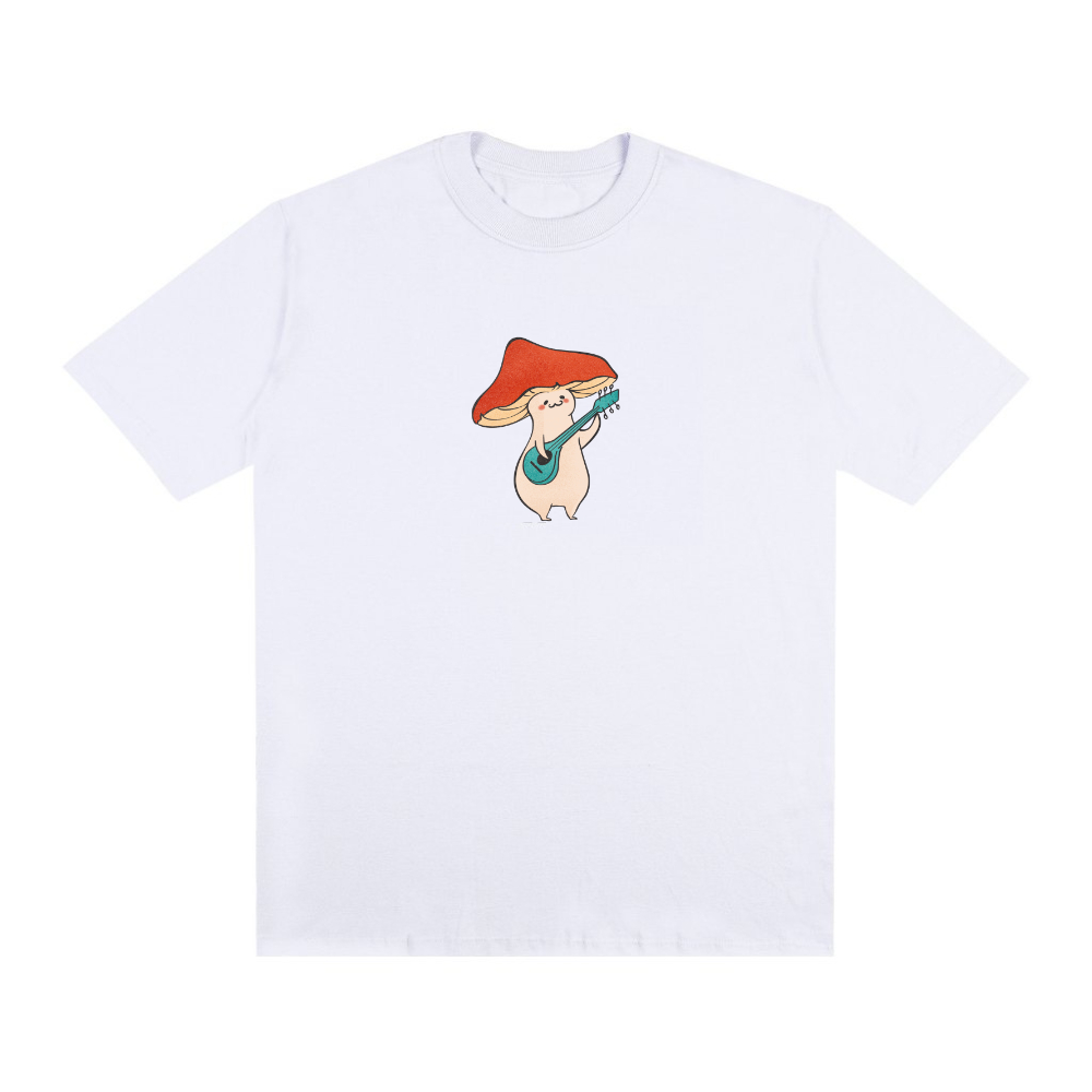 Camiseta Streetwear Oversized 100% Algodão Fio 30.1 Unissex Estampada Cogumelo Lançamento