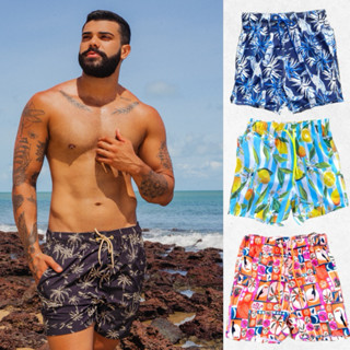 Short Praia Academia Estampado Curto Bermuda Masculino Tactel com Elastano