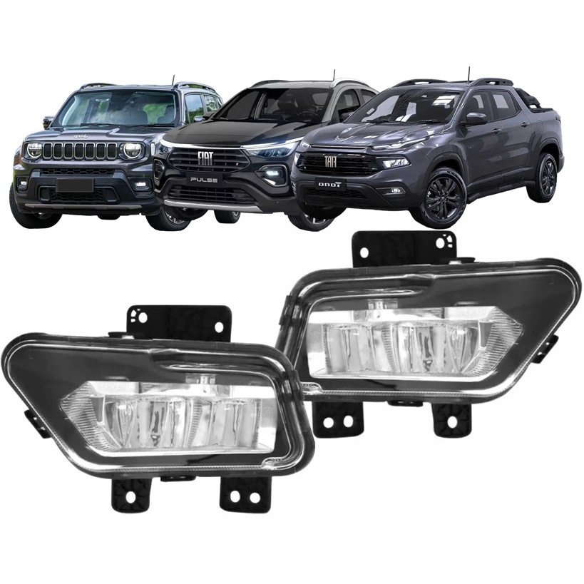 Farol de Milha Auxiliar Neblina Fiat Toro Pulse Jeep Renegade 2022 Até 2024 Com Lâmpada Led Par