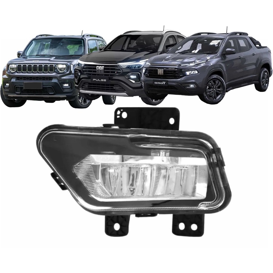 Farol de Milha Auxiliar Neblina Fiat Toro Pulse Jeep Renegade 22/24 Com Lâmpada Led