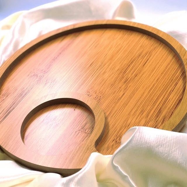 Gamela Redonda 29x29x1,3cm Mdf Com 2 divisórias para Petiscos Amendoim Churrasco Frios Aperitivos VENDA