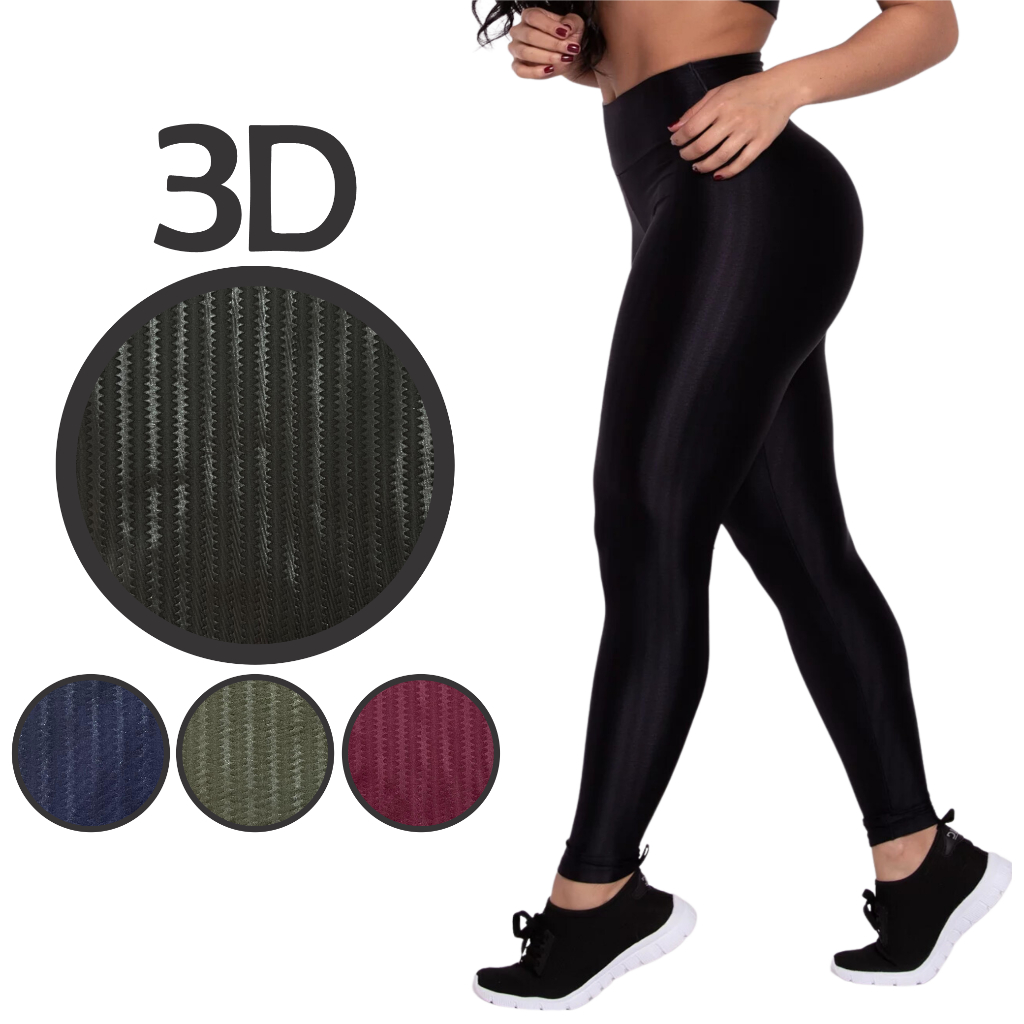 Calça Legging 3D Academia Cirre Zero Transparência Cós Alto Levanta Bumbum Poliamida