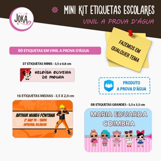 MINI KIT VINIL - 60 ETIQUETAS ESCOLARES  EM VINIL A PROVA D