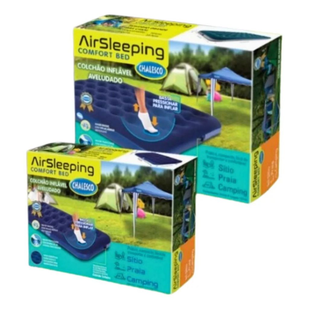 Colchão Inflável Bomba Embutida Viagem Camping Praia - Chalesco em Oferta na Shopee