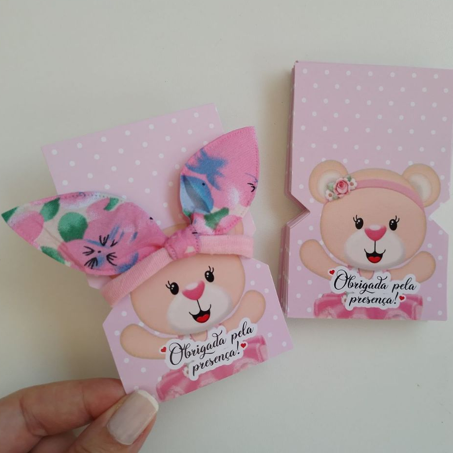 TAG para xuxinha de cabelo ursinha pra chá rifa,  chá de bebê, aniversário brinde cliente 30 / 50 unidades