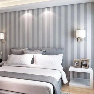 Papel de Parede Adesivo Listras Cinza e Branco Vertical 2,50m