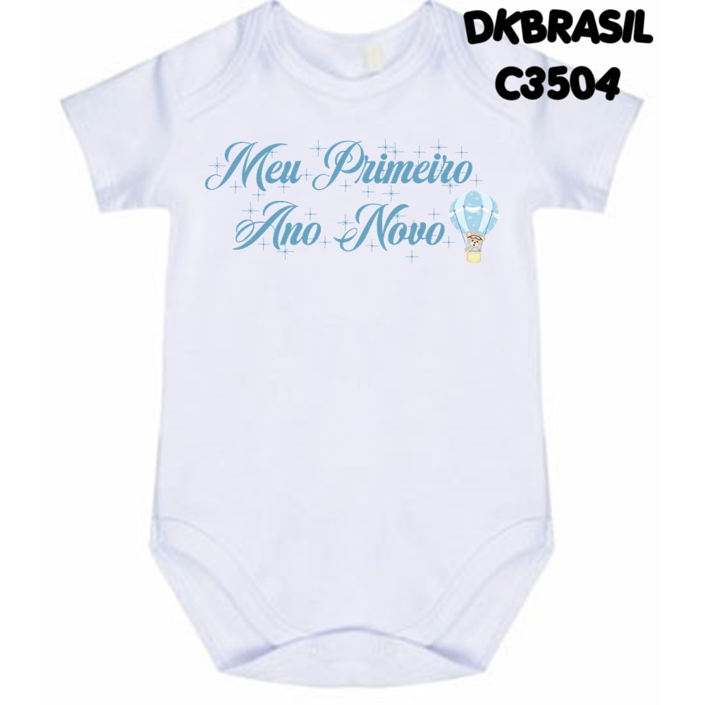 Body Ursinho Baloeiro Frases Meu Primeiro Ano Novo C3504