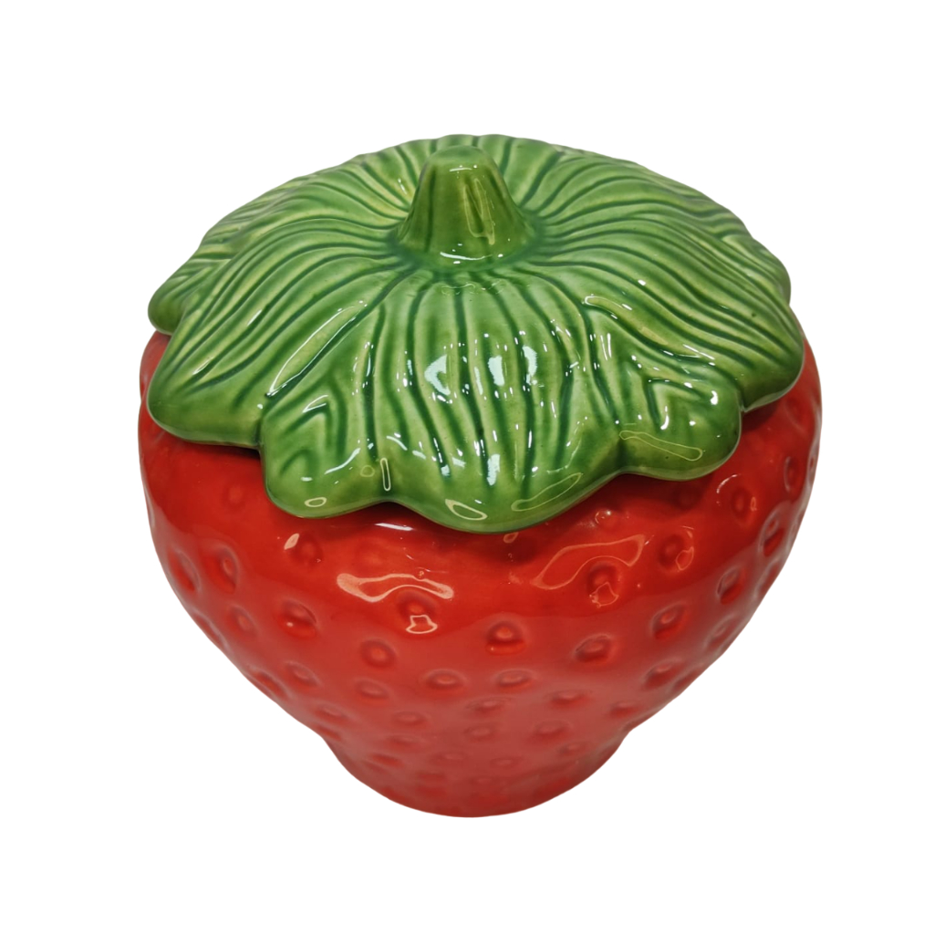 Pote Compoteira De Morango Em Porcelana Decoração Cozinha