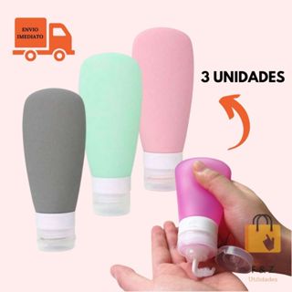 kit 3 Frascos Com Tampa Flip Top Garrafas De Cosméticos Loção Para Espremíveis Para Bolsa （Garrafa de viagem Vazio）