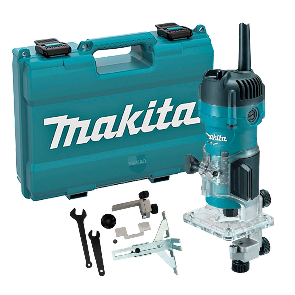 Kit  com Tupia Manual Makita 6mm 530 Watts M3700B e Maleta Tupia Manual para Madeira Tupia Makita em Oferta na Shopee