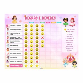 Quadro de Incentivo e Regras infantil / Quadro para o bom comportamento - Imantado em Oferta na Shopee