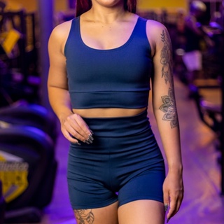 CONJUNTO ACADEMIA FEMININO TOP E SHORT CINTURA ALTA EM SUPLEX em Oferta na Shopee