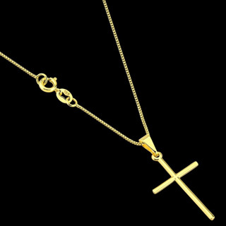Corrente Veneziana + Pingente Cruz Palito Banhados a ouro 18k Prata925 Cordão Masculino e Crucifixo
