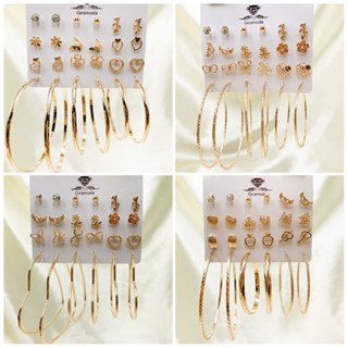 Kit 12 pares de brincos com argolas prata e ouro