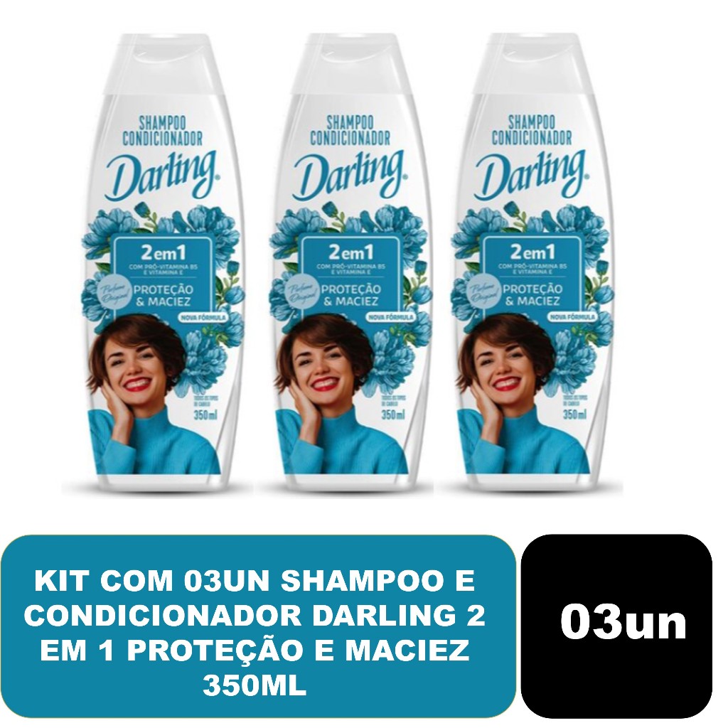 Kit com 03un Shampoo/Condicionador Darling 2 em 1 Proteção e Maciez 350ml em Oferta na Shopee