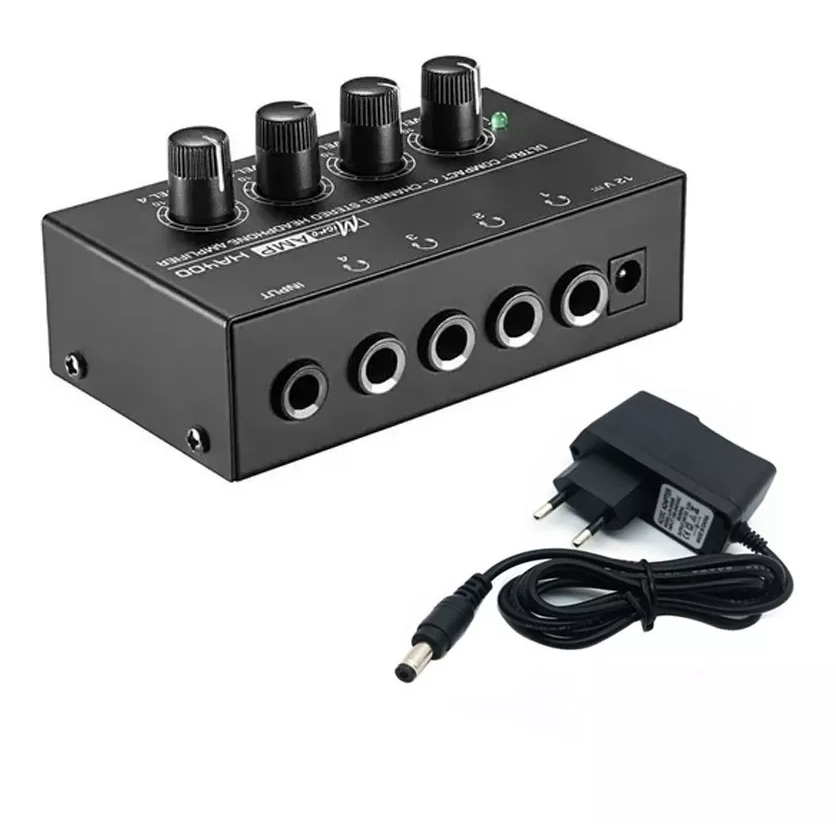 Amplificador Fone De Ouvido Ha400 4 Canais P10 com Fonte para Gravação Retorno Música Podcast Stereo em Oferta na Shopee