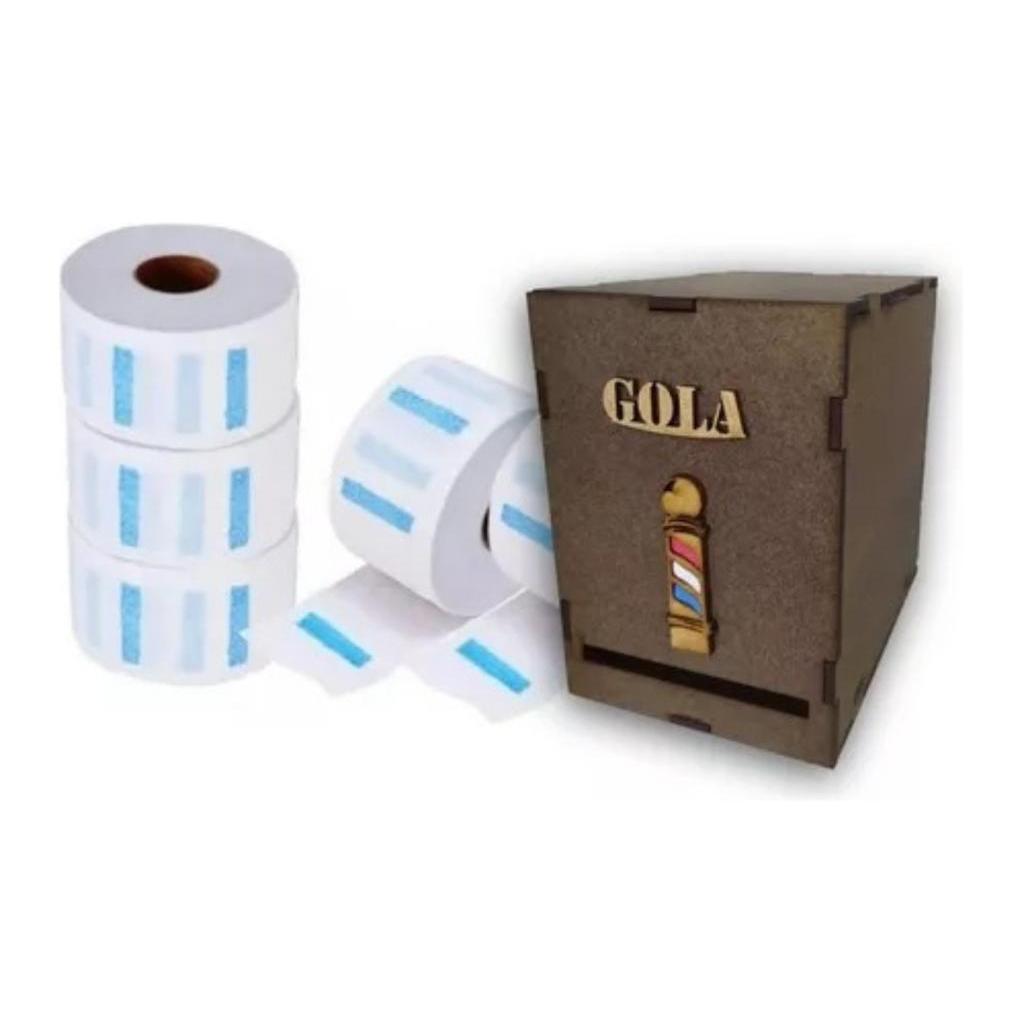 05 Rolos De Gola Higiênica (500) + Porta Gola Em Mdf