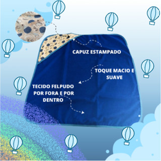 Toalha de Banho tecido felpudo para bebe com capuz em malha de algodão estampada
