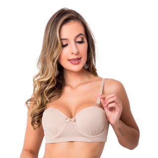 Sutiã com Bojo Microfibra Com Alças Removíveis E Reguláveis de Poliamida Sensual Tomara que Caia Lingerie Feminina Adulto