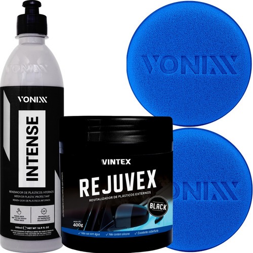 Kit Revitalizador Plástico Rejuvex Black Intense 2 Aplicador de Espuma