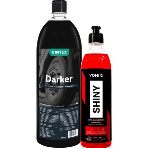 Kit Pretinho para Pneu Darker 1,5L + Shiny Toque Brilhante 500ml Vonixx - Spare Parts and Accessories for Vehicles